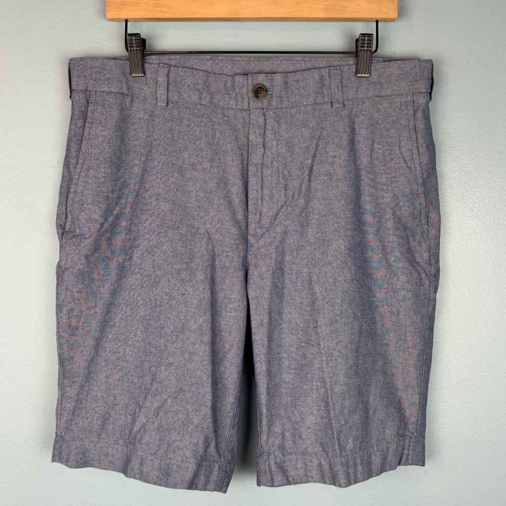 Brooks Brothers Men 35 Blue Cotton Chambray 9.5" Chino Shorts Preppy Golf Casual